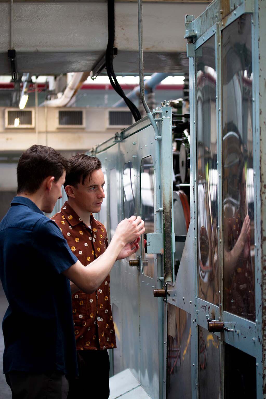 Richard Gaston visiting the Johnstons of Elgin Elgin weaving mill